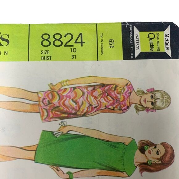Vintage 60s McCalls 8824 Pattern Misses 10-18 Front Yoke Dress Mod Easy Cut - Picture 2 of 4
